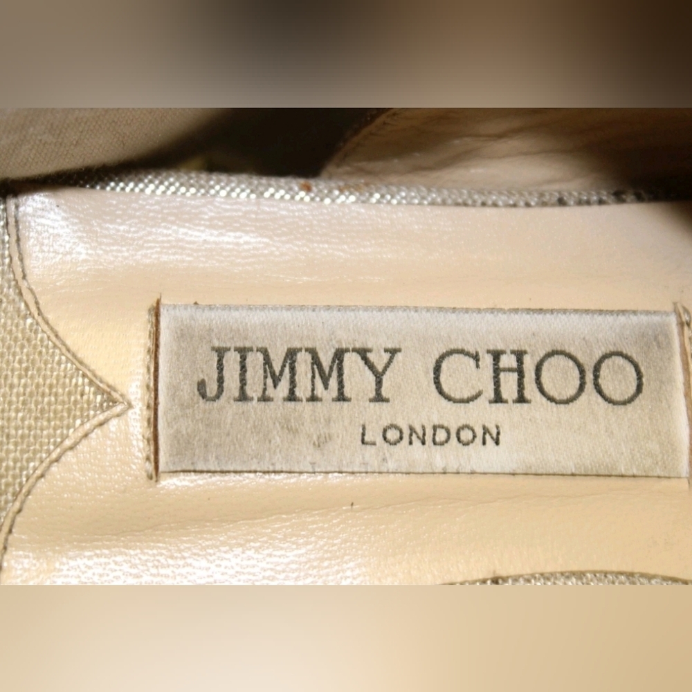 Jimmy Choo Ribbon Mule Pointed Toe Flats Metalic Beige 8 38 - Picture 9 of 14